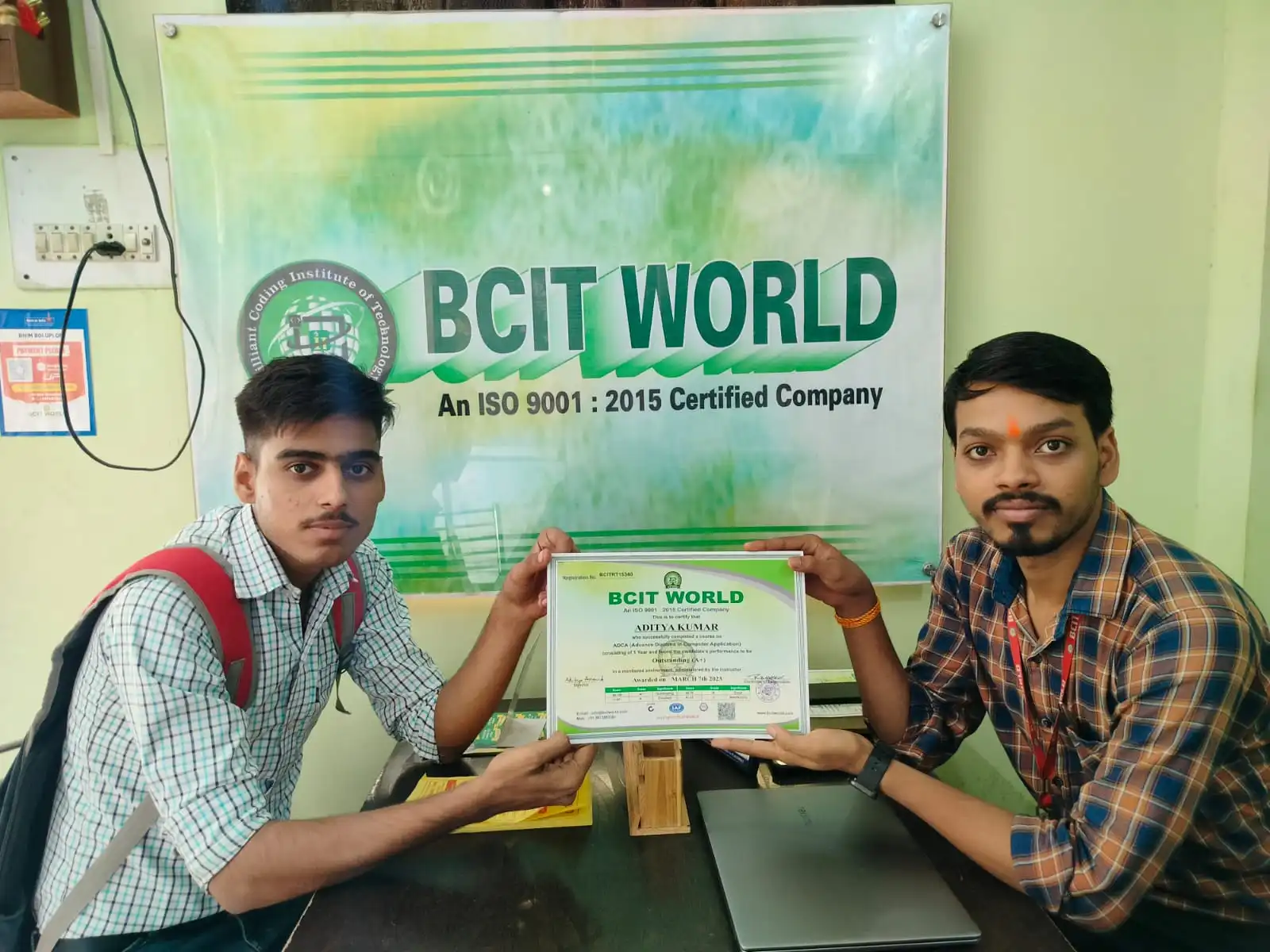 BCIT WORLD Student certificate